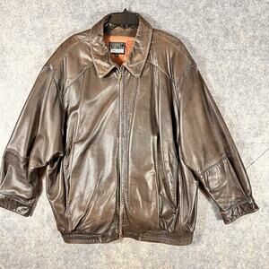 Robert‎ Comstock Endurance Leather Brown Jacket Men's Size 50 XLarge / Vintage